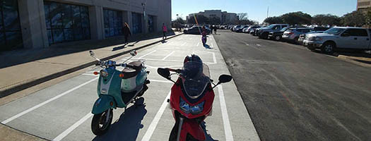 Motorcycles parked on campus